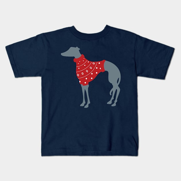 Christmas Whippet Kids T-Shirt by elphimblue